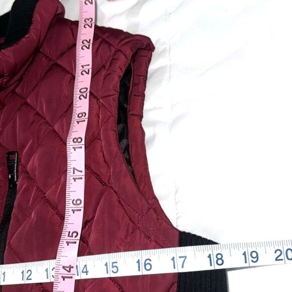 Andrew Marc Womens Quilted Burgundy Zip-Up Vest M Polyester & Spandex - Picture 9 of 9